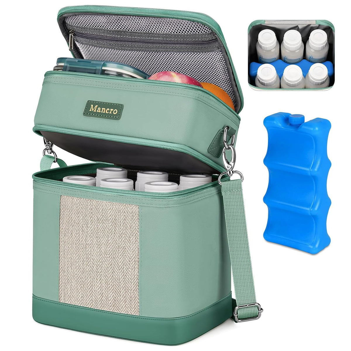 Breastmilk Cooler Bag with Ice Pack, Insulated Baby Bottles Bag