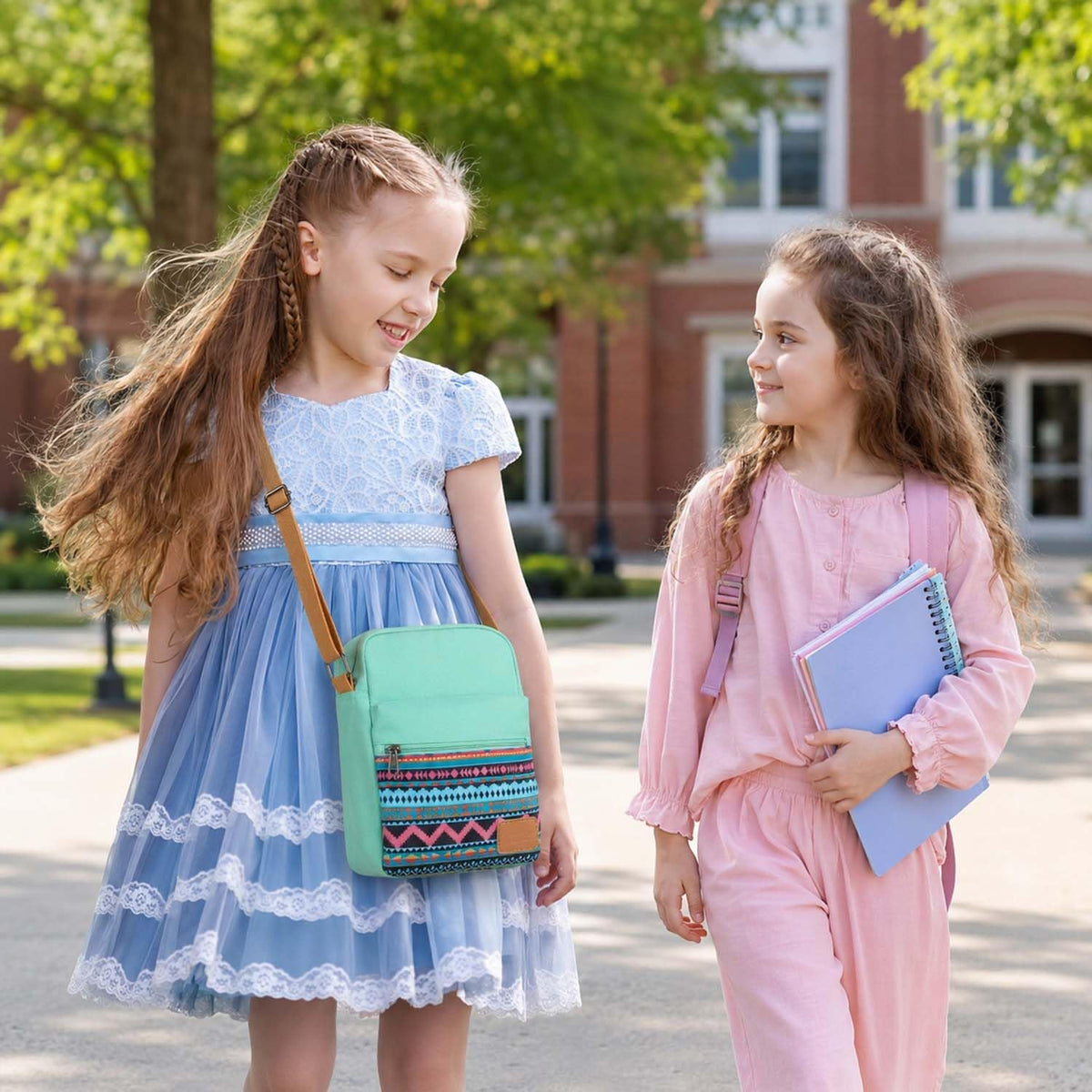 Girls Crossbody Purses for Kids 2 PCS Cross Body Bag Women Messenger Bag Girls Canvas Bag Cross Body Purse Set - Colors A