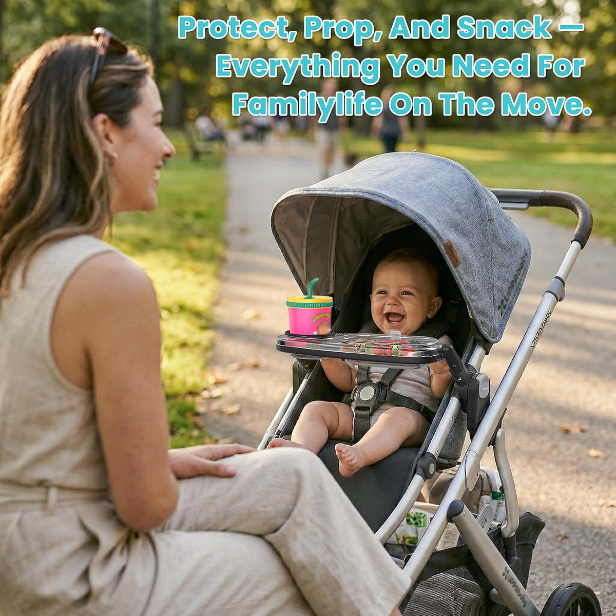 Snack Tray with Dustproof Lid, Fits for UPPAbaby Vista, Cruz, RumbleSeat