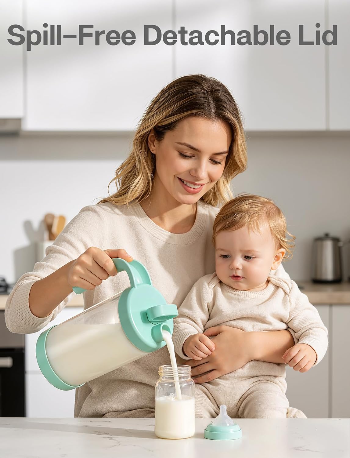 32oz Glass Formula Mixing Pitcher, Borosilicate Breastmilk Mixer, BPA-Free