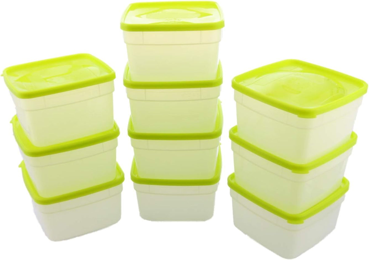 Arrow Freezer Containers, 1 Pint - 10 pk with Lids - Reusable Plastic Food Storage - Prep, Store, Freeze - BPA Free - Dishwasher Safe