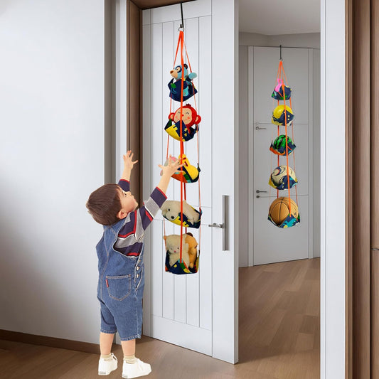 Basketball & Sports Balls Organizer, 5 Tiers Over The Door Toy Storage Net