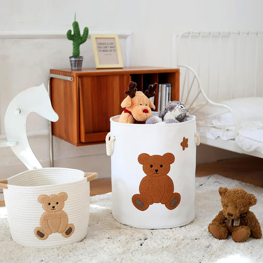 Baby Hamper Extra Large Nursery Hamper, 58L Kids Toys Basket Laundry Basket for Baby's Dirty Clothes Collapsible Storage Basket Canvas Clothes Hamper Toy Box Dorm Room Essentials for College