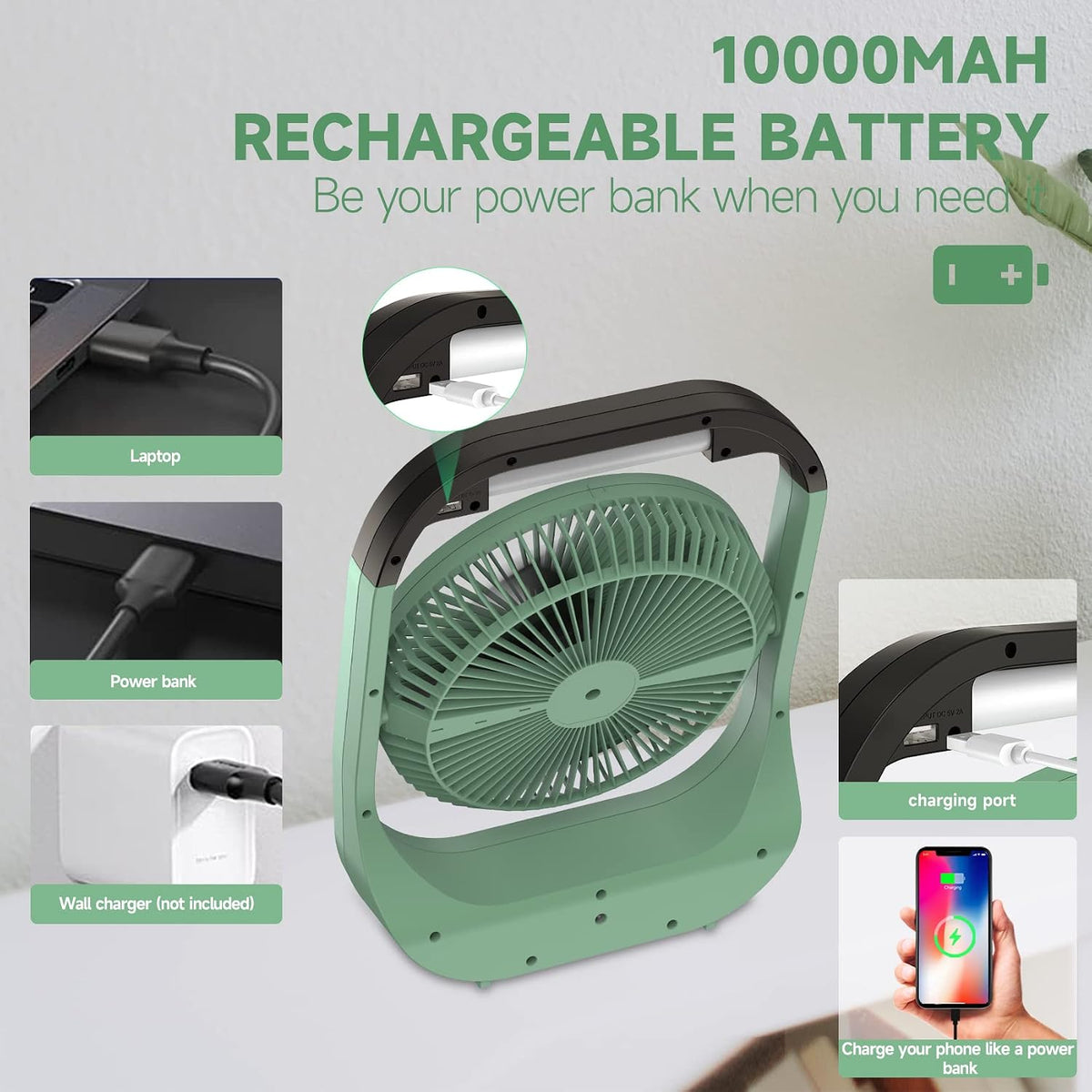 Portable Stroller Fan, Baby Stroller Fan, 5000mAh Battery Powered Fan, Portable Fan for Stroller, Desk, Travel, Car