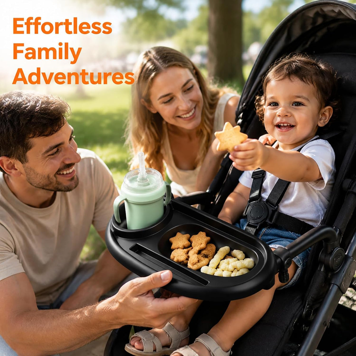 Compatible with UPPAbaby Snack Tray, Adjustable Stroller Tray Cup Holder