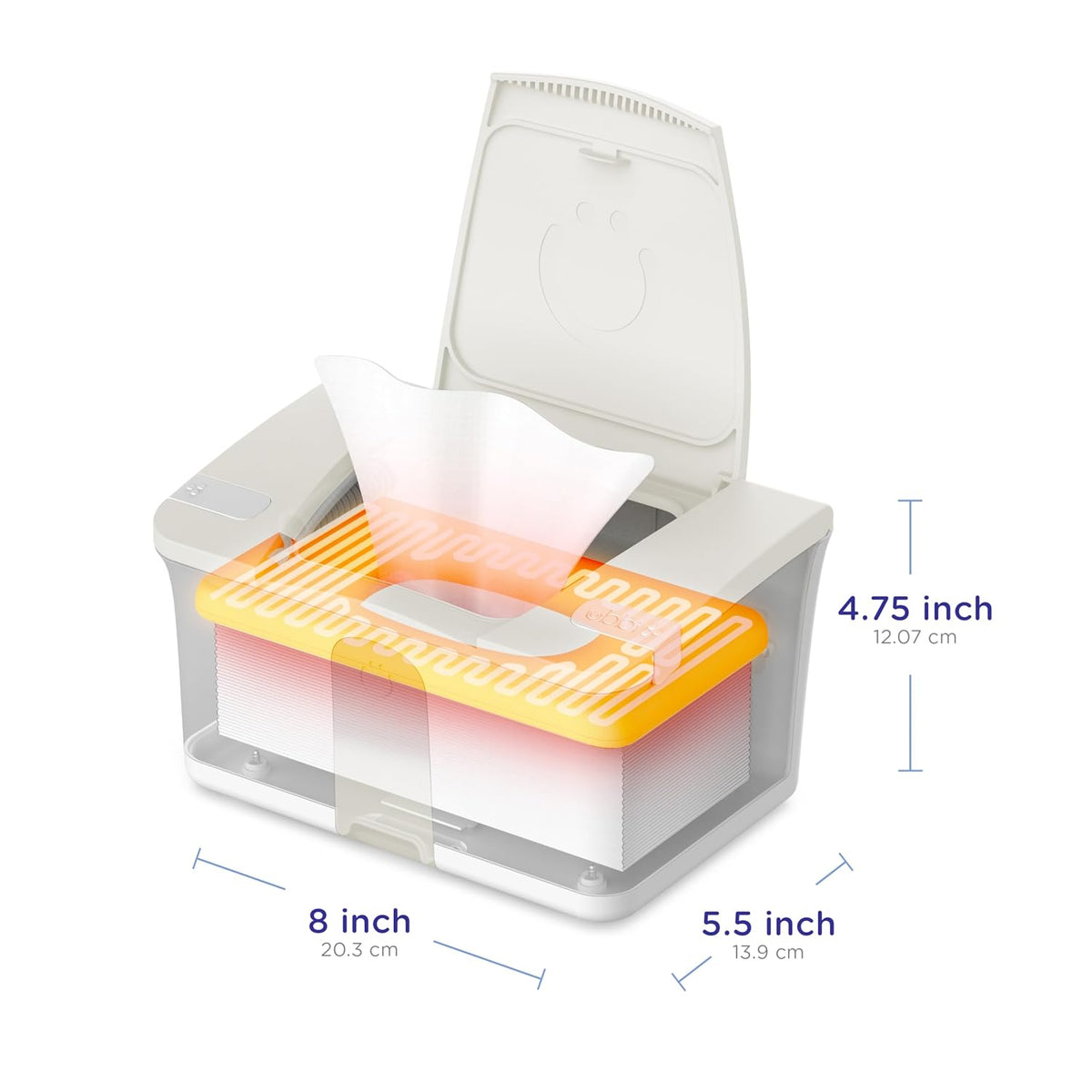 Baby Wipes Warmer & Dispenser with Nightlight, Top-Heating System, Oat