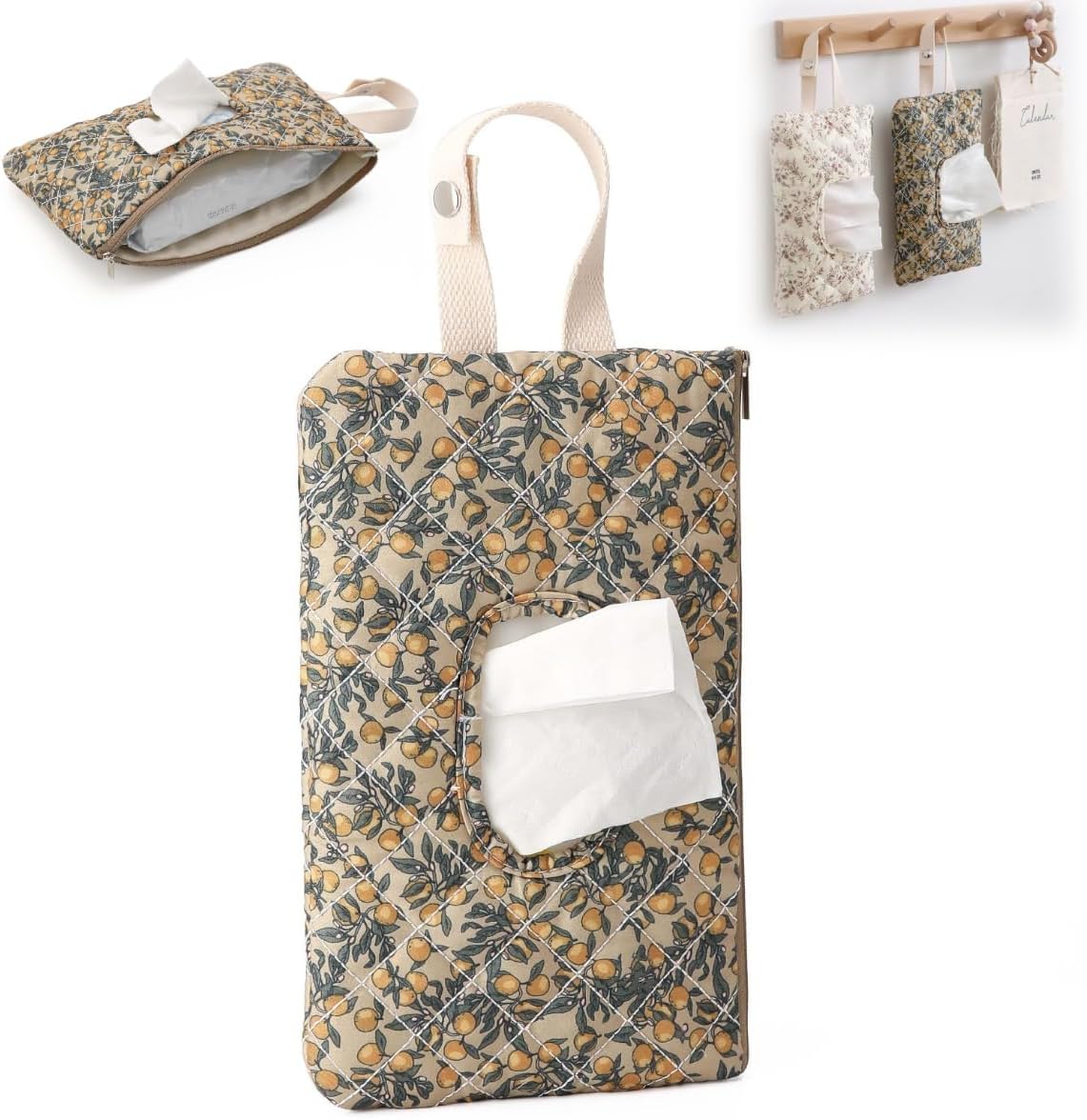 Portable Tissue Pouch‑Refillable Wet Wipes Case with Lanyard, for Home & Travel (Beige)