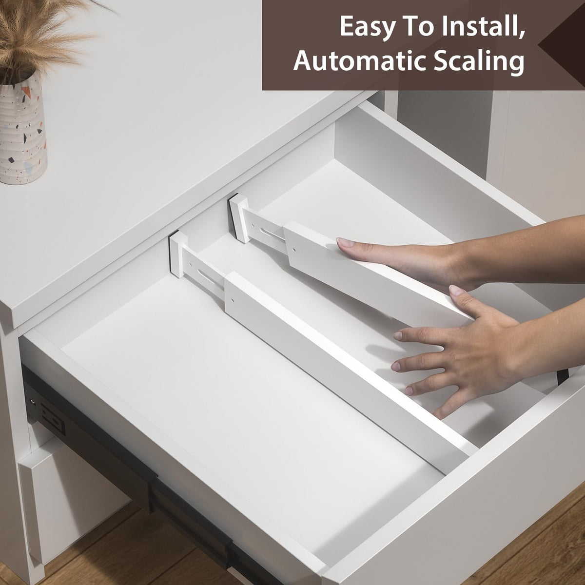 4 Pack Bamboo Drawer Dividers 17-22" Adjustable Kitchen Organizer, Natural