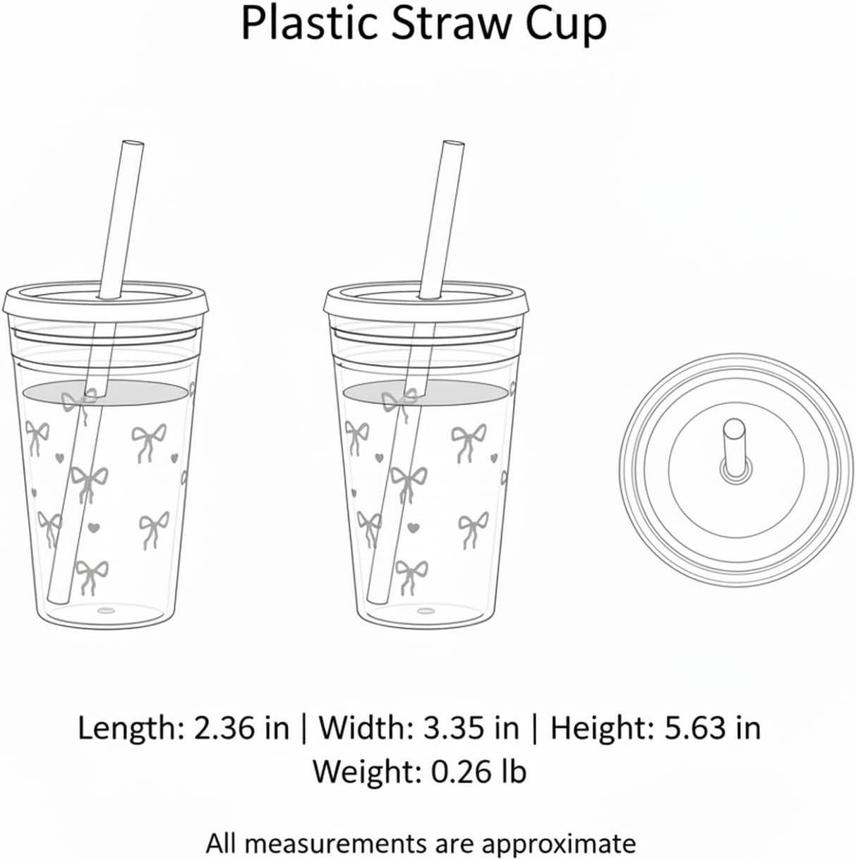 Plastic Straw Cup with Lid, 475ml Reusable Tumbler for Cold Beverages, Desk and Office Use (1 PC)