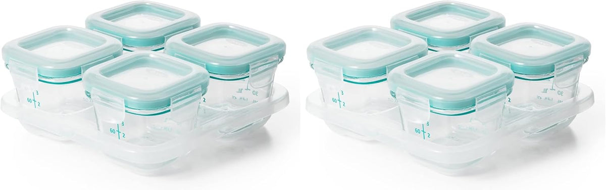 Glass Baby Blocks Food Storage Containers, Teal, 4 oz