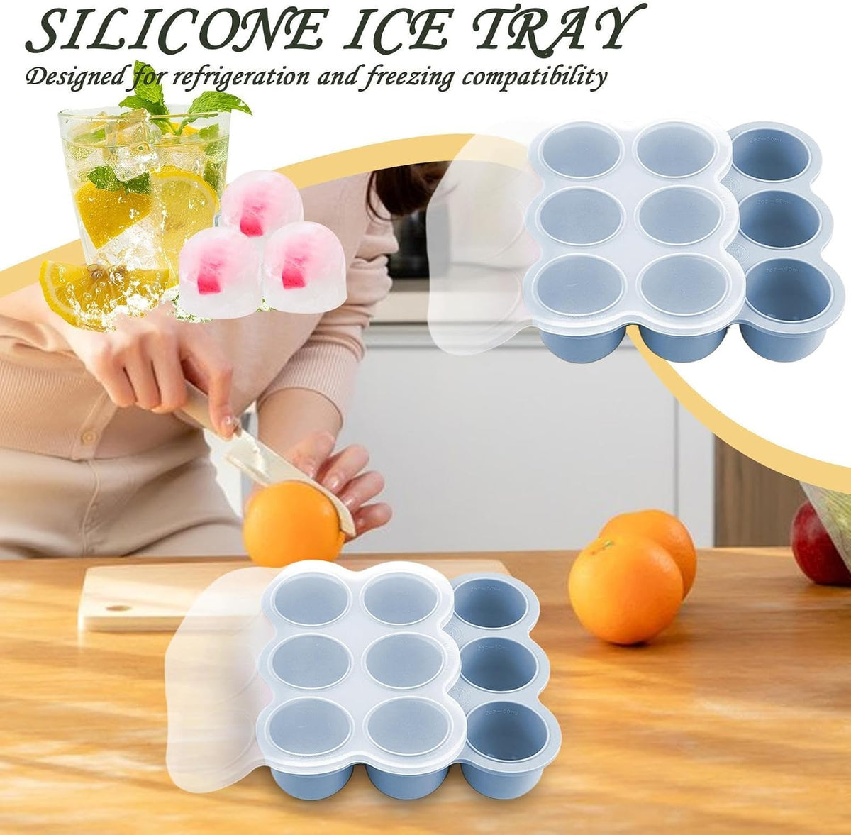 Silicone Freezer Molds Baby Food - 9-Grid Baby Food Freezer Tray with Lids - Containers Storage Cube for Fridge Soup Purees Breastmilk Fruit Meal Prep Snack Feeding