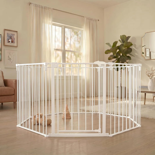 Safety 24"-192" Metal 2-in-1 Super Wide Baby Gate & Play Yard