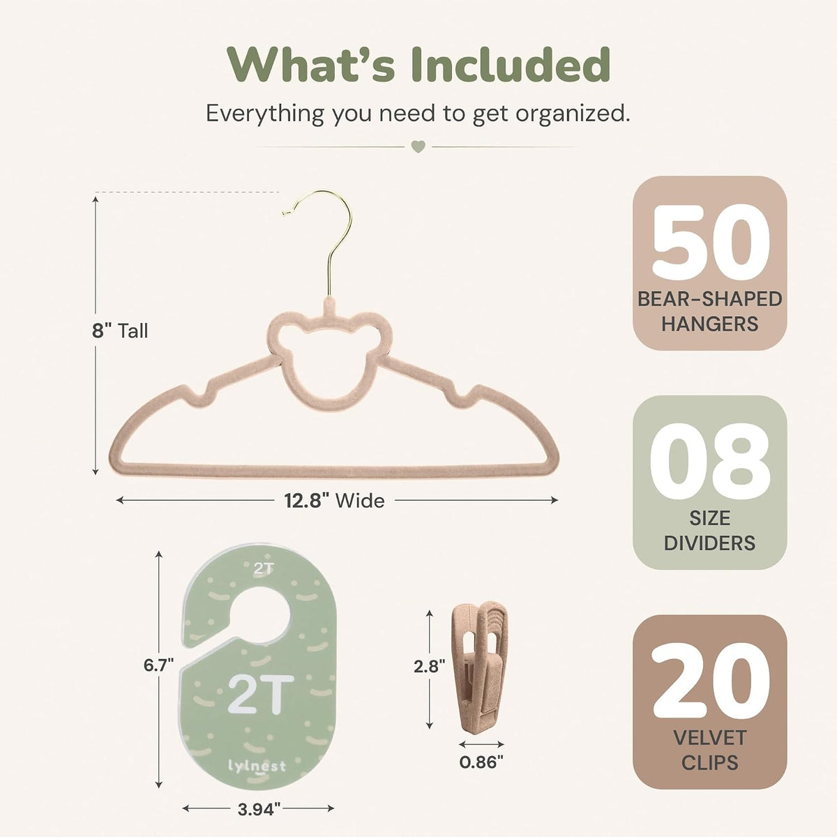 Kids Closet Organization – Velvet Hangers & Size Dividers (Neutral, Dividers Only)