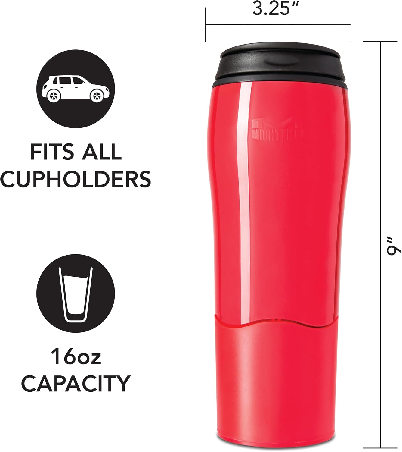 Plastic Travel Mug, No Spill Double Wall Tumbler, Cold/Hot, Cup-Holder Friendly, Dishwasher Safe, (Gray, 12oz)