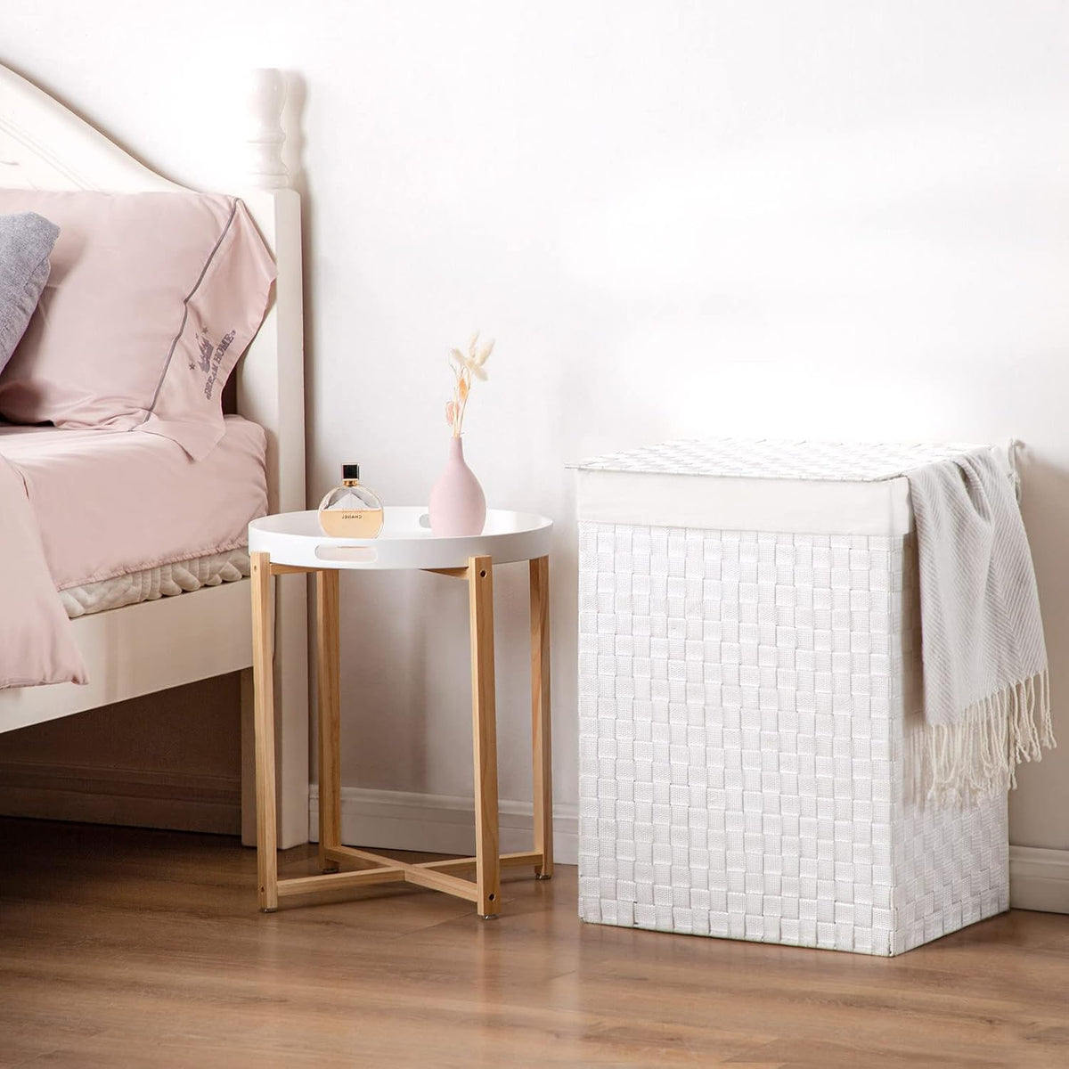 Handwoven Laundry Basket Hamper with Removable Liner Bag and Lid