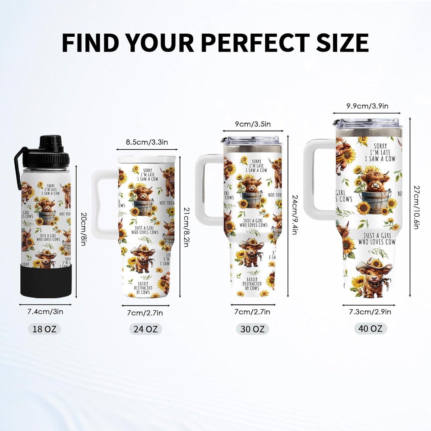 Insulated Highland Cow Tumbler 24oz, Highland Cow Gifts for Women | Sunflower Cup Gift, Just a Girl Who Loves Cows Tumbler Leakproof, Mothers Day Ideal Gifts for Cows Lovers Gym Office, 1 Pack