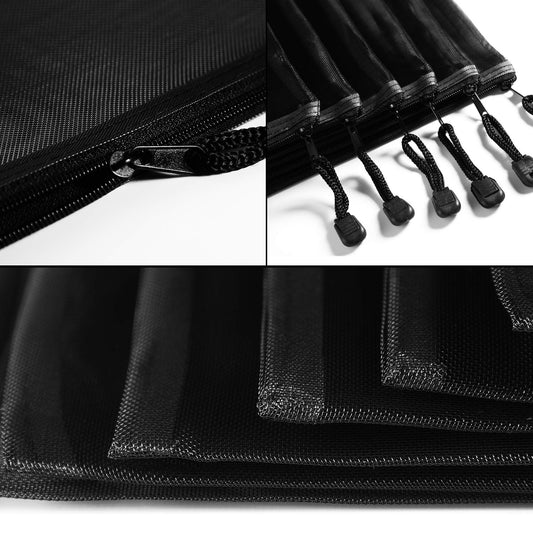 10 Pieces Black Mesh Bags Makeup Bags Cosmetic Travel Organizer Bags Mesh Zipper Pouch Pencil Case, 9.5 x 7.1 Inches