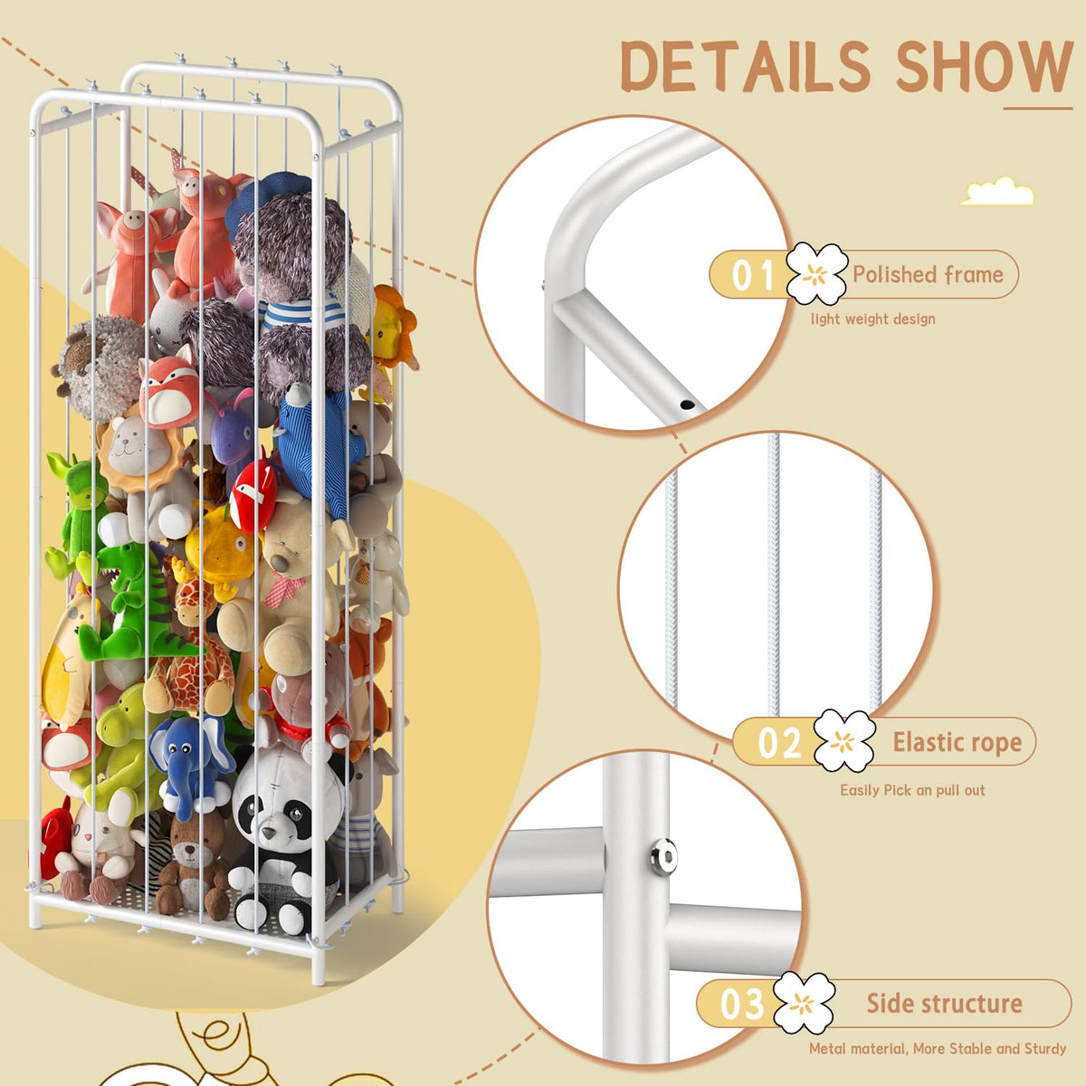 All Metal Stuffed Animal Storage Zoo, Extra Large Plush Toy Organizer Rack