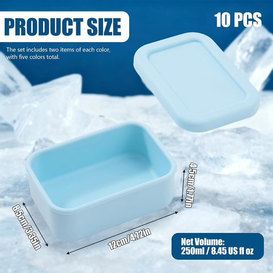 10 Packs 1 Cup Silicone Freezer Molds for Souper Cubes,Ice Cube Tray,8oz Food Containers With Lid for Food Preserving, Silicone Tray with Lid for Broth, Sauces, Stews