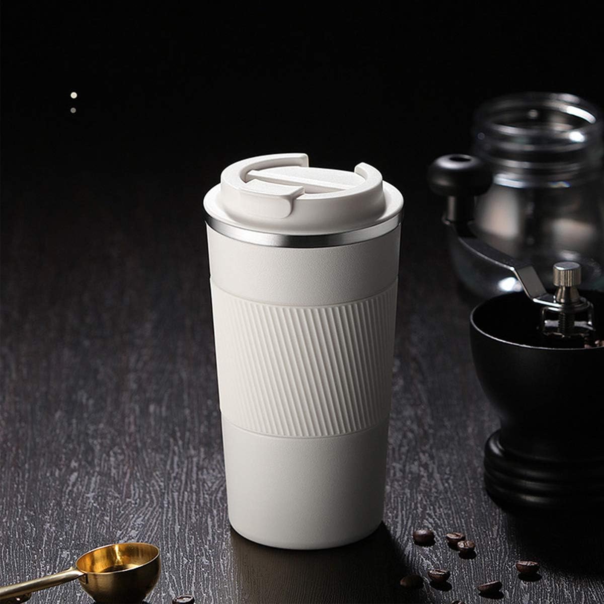 17oz Travel Coffee Cups Insulated Mug Thermal Tumbler to Go with Lid Leak Proof Reusable Stainless Steel Coffee Mug Spill Proof for Hot and Iced Cold Drinks (Blue, 510ml)