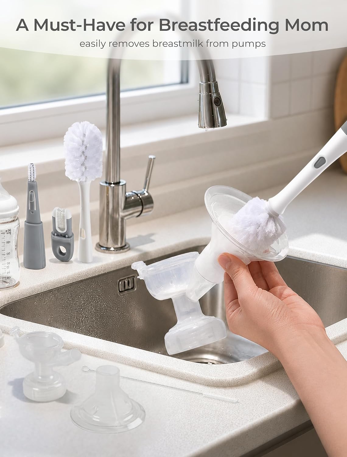 Baby Bottle Brush Set: 2 Pack Kit 360° Clean All Feeding Essential