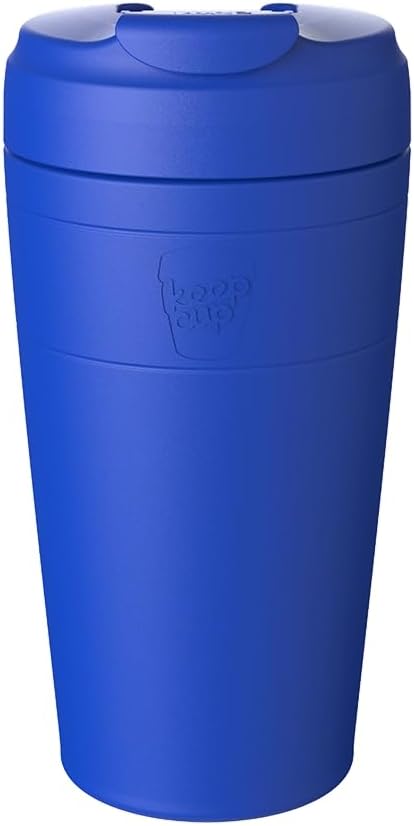 Commuter Travel Mug - Insulated Stainless Steel Reusable Coffee Cup with Spillproof Flip Lid - 16oz/454ml - Electric Blue