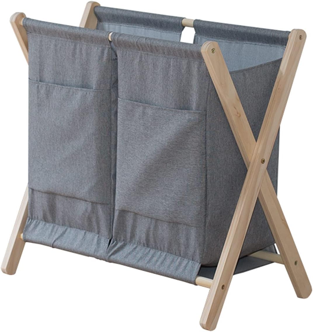 Laundry Hamper Laundry Room Organizing Double Laundry Baskets with Removable Bag, Foldable 2 Sections Laundry Hamper for Home/Bedroom/Bathroom/Nursery, Wood Frame(Beige)