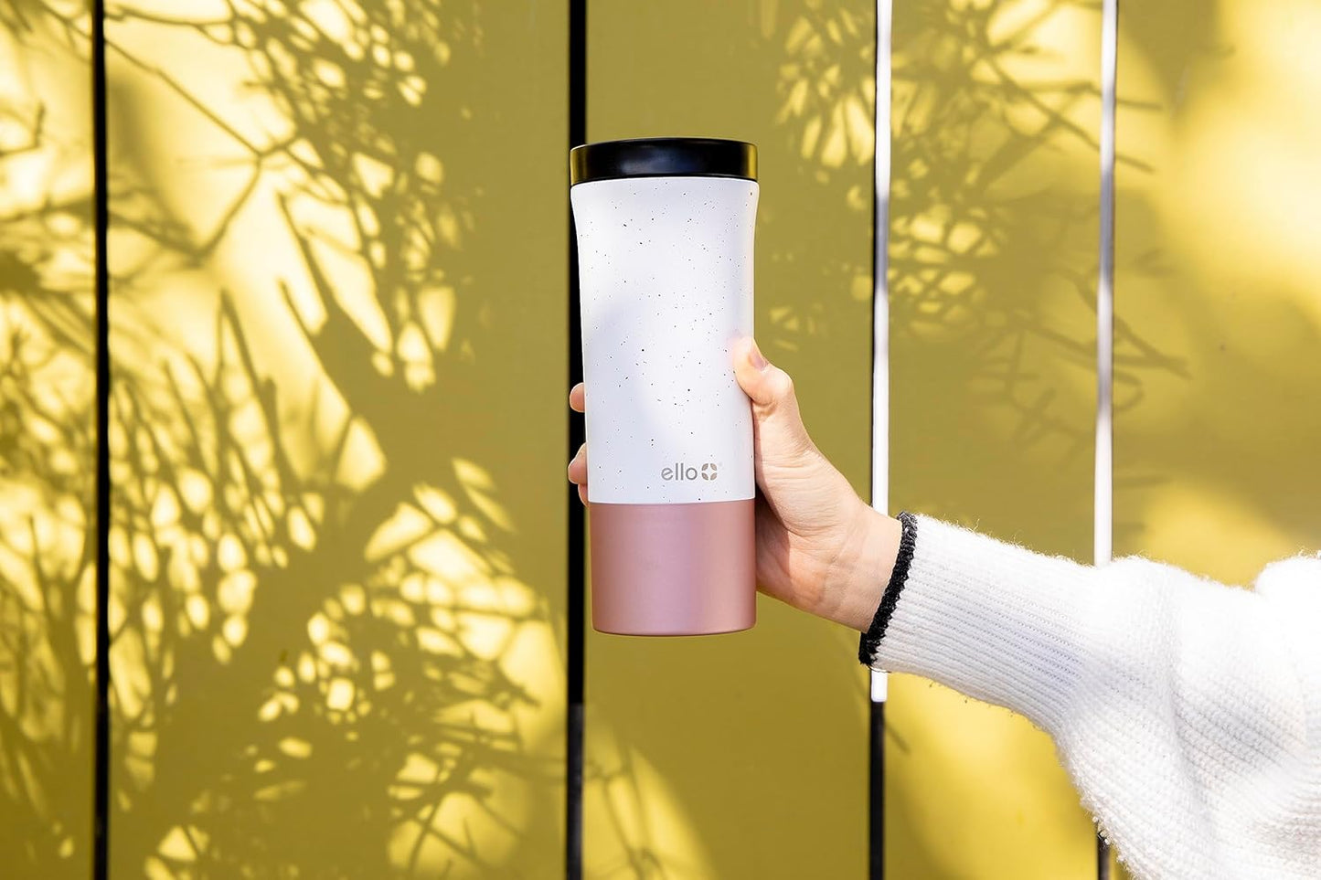Jones 11oz Insulated Stainless Steel Leakproof Travel Mug, Black | Leakproof coffee cup keeps drinks hot for 3 hours. BPA-free, single-serve size, great for hot drinks, tea, and the office.