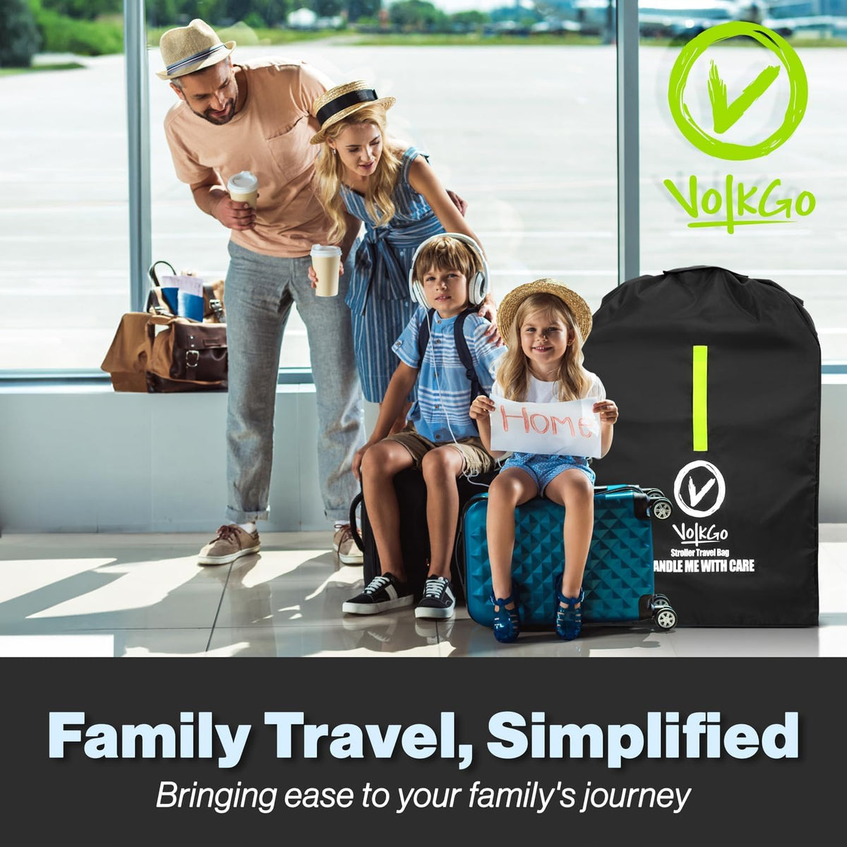 Large Stroller Bag for Airplane, Large Cover for Airtravel, Jogger & Umbrella Stroller Cover for Travel - Fits Wide, Gate Check Bag, Heavy Duty Durable Infant carrier covers for Air Travel