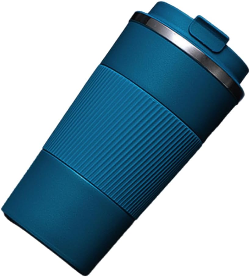 Leak-Proof Stainless Steel Coffee Tumbler - 18oz Insulated Mug with Anti-Slip Grip for Travel & Office (Black)