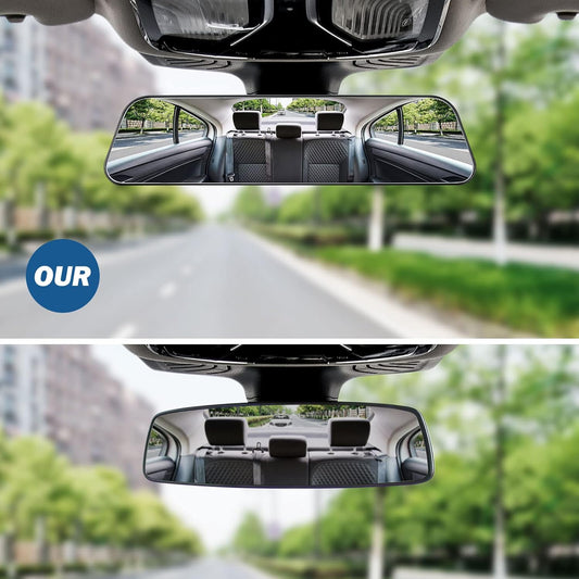 Rearview Mirror, 12 Inch Panoramic Interior Clip-on Wide Angle Convex Universal Rear View Mirror to Reduce Blind Spot Effectively for More Car SUV Trucks -Clear