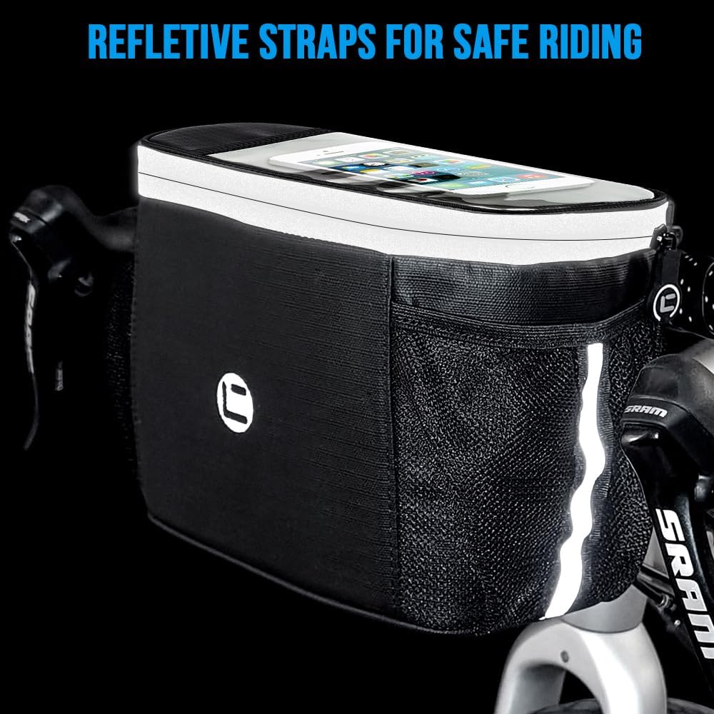 Bike Handlebar Insulated Bag, Front Phone Touchscreen Bicycle Cooler
