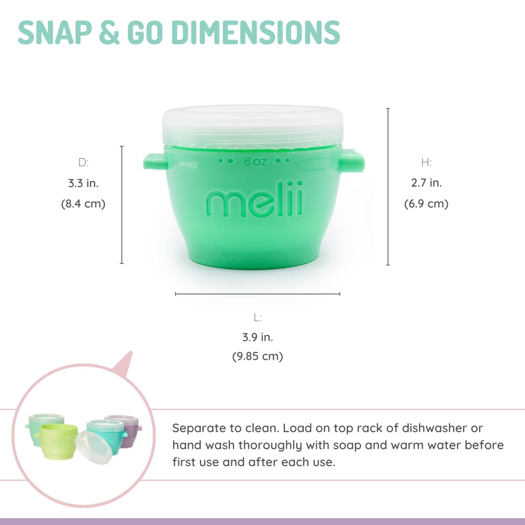 Snap & Go Baby Food Storage Containers | 8 Pack 4 oz, Stackable Freezer Containers with Airtight Lids, BPA-Free, Microwave Safe, Reusable Snack Cups for Meal Prep & On-the-Go