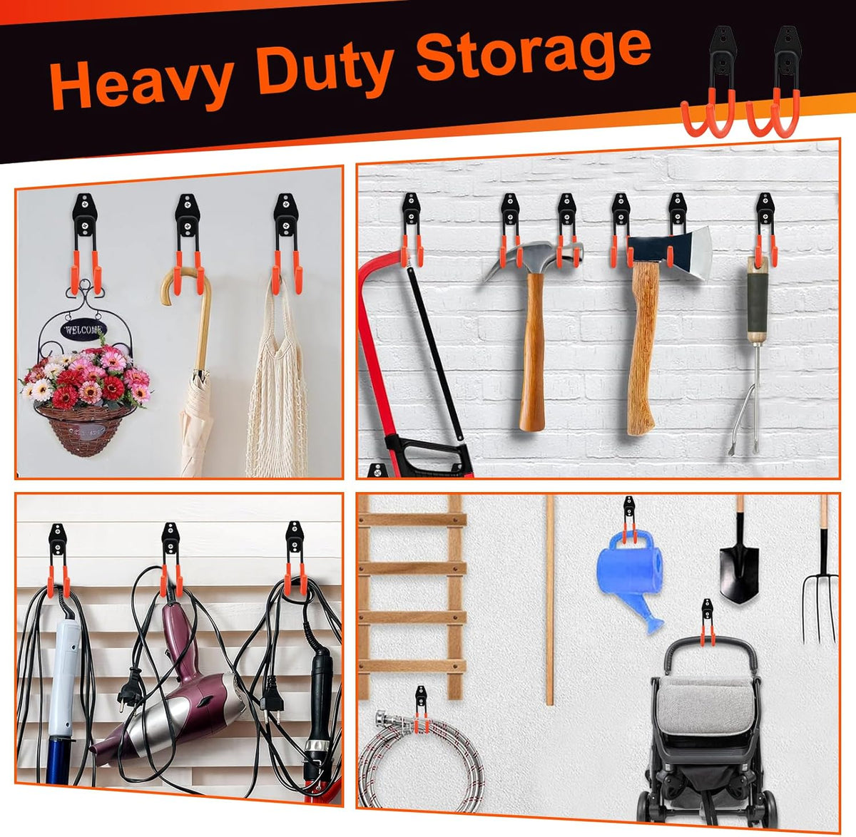 Stroller Hanger with Anti-Slip Rubber,Wall Mount
