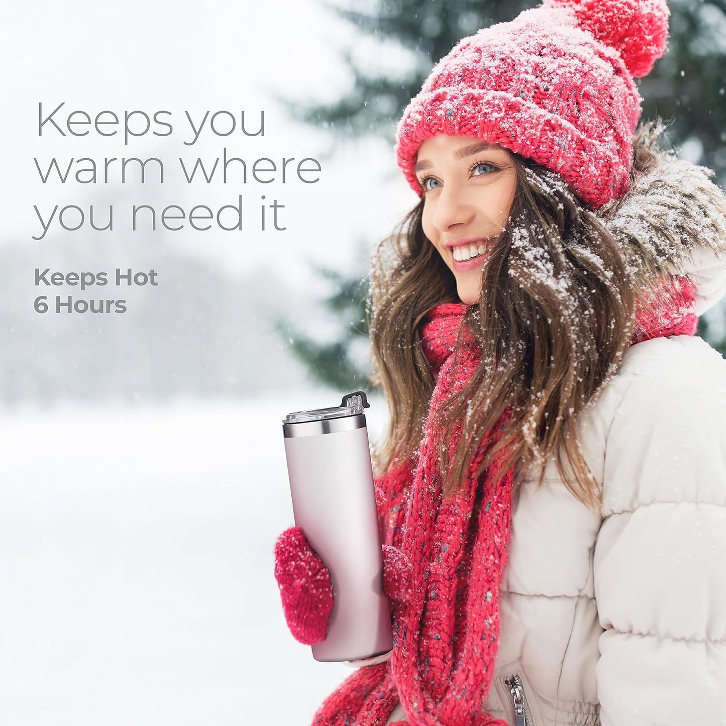 ™ 18 oz Slim Insulated Tumbler with Lid & Straw – Vacuum Insulated Stainless Steel, Leakproof, Cupholder Friendly – Perfect for Iced Coffee, Water & Travel – Lava Grey