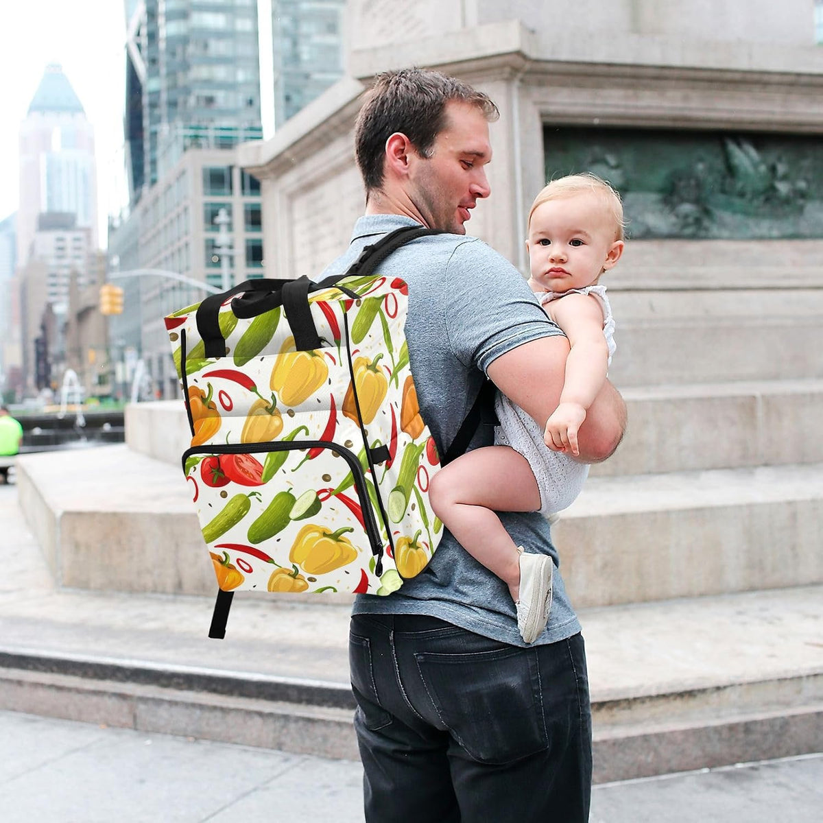 Diaper Bag Backpack, Multifunction Travel Bag for Moms Dads, Baby Changing Bag with Insulted Pockets, Stroller Straps and Side Bottle Pockets Garden Harvest