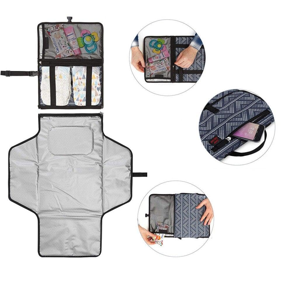 Waterproof Foldable Changing Mat for Newborns – Portable with Padded Cushion, Built-in Storage, Easy to Clean, Ideal for On-The-Go Diaper Changes