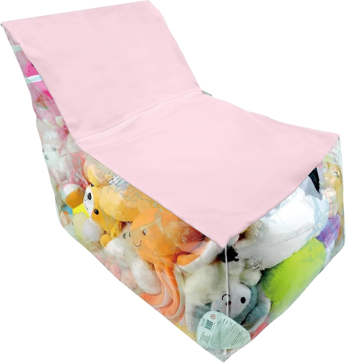 Clear Stuffed Animal Storage Chair for Kids – Plush Toy Organizer Seat, Transparent Stuffed Animal Storage for Bedroom & Playroom, Holds Plush Toys - Pink