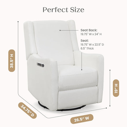 Mercer Electronic Power Recliner and Swivel Glider with USB Port in LiveSmart Performance Fabric - Water Repellent & Stain Resistant, Pearl