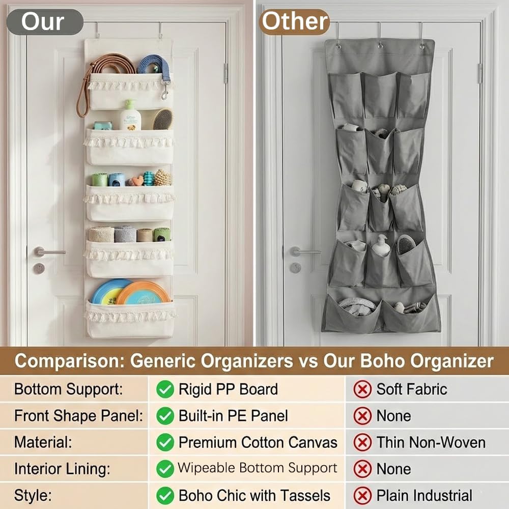 Over The Door Organizer, Pet Supplies Hanging Storage Rack, Beige