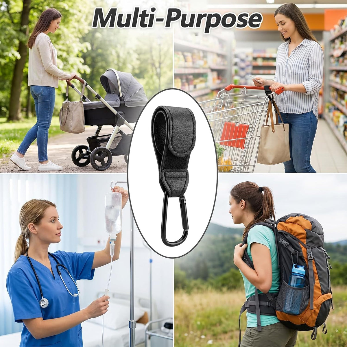 4-Pack Stroller Hooks for Bags Adjustable Stroller Bag Hook Multifunctional Non-Slip Baby Stroller Straps Universal Fit for Bike Scooter Wheelchair Walker by Aguwontior