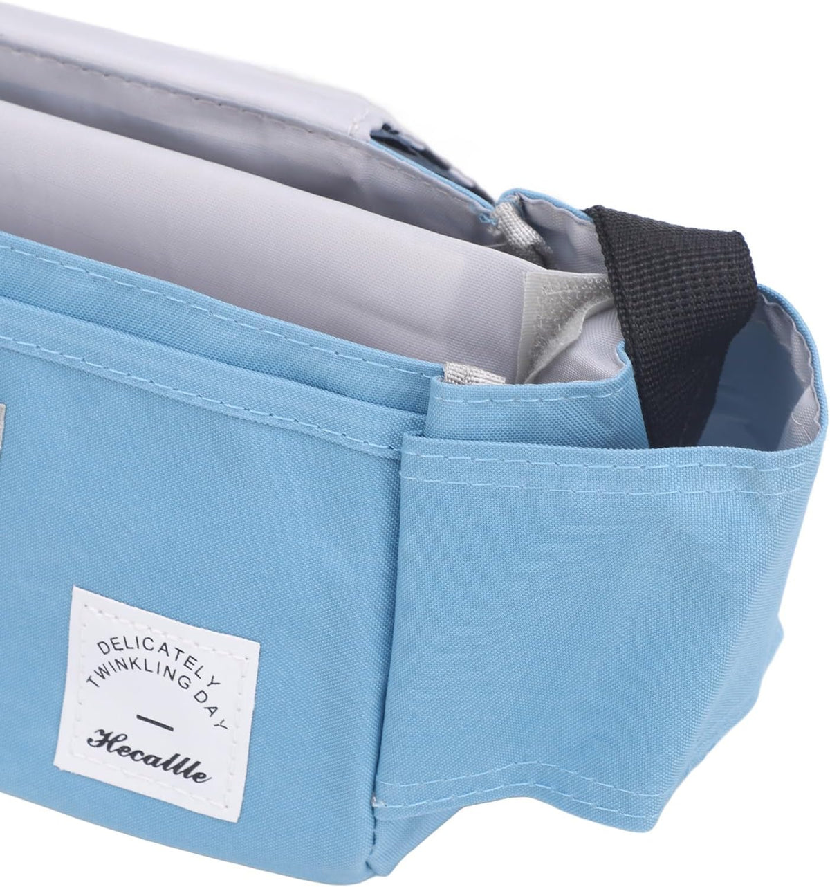 Universal Stroller Organizer, with Cup Holders Polyester Stroller Storage Bag Attachment for Phone Accessories Blue