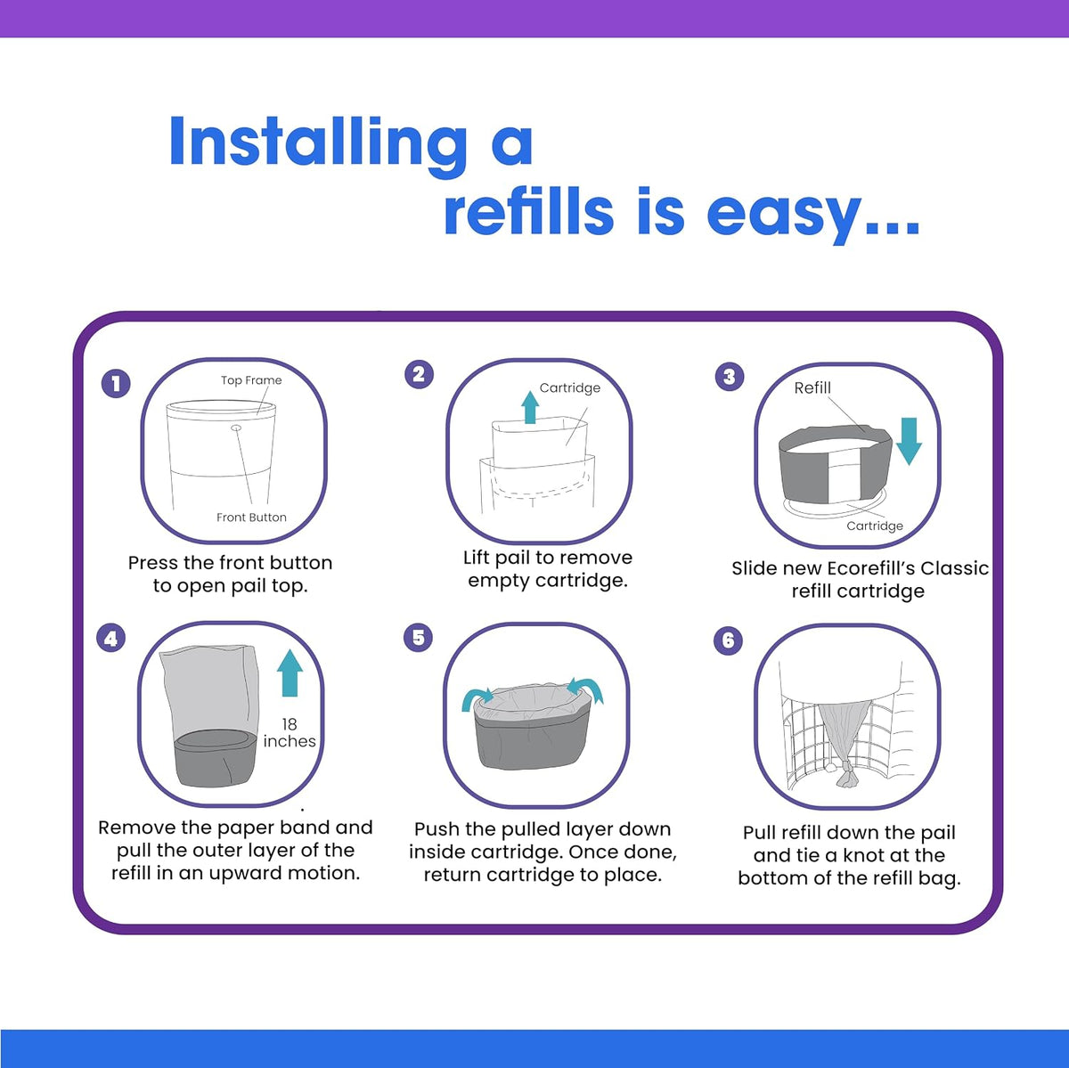 Refill Bags Compatible with DEKOR CLASSIC Diaper Pails, 9 Pack