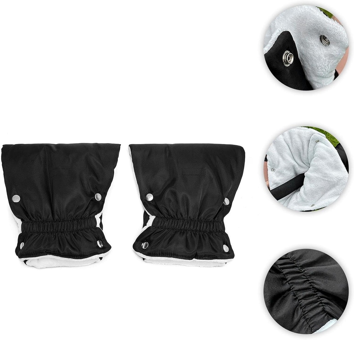 Hand Muff Winter Gloves (2Pcs) - Universal Size, Windproof Hand Warmer with Snap Button Closure