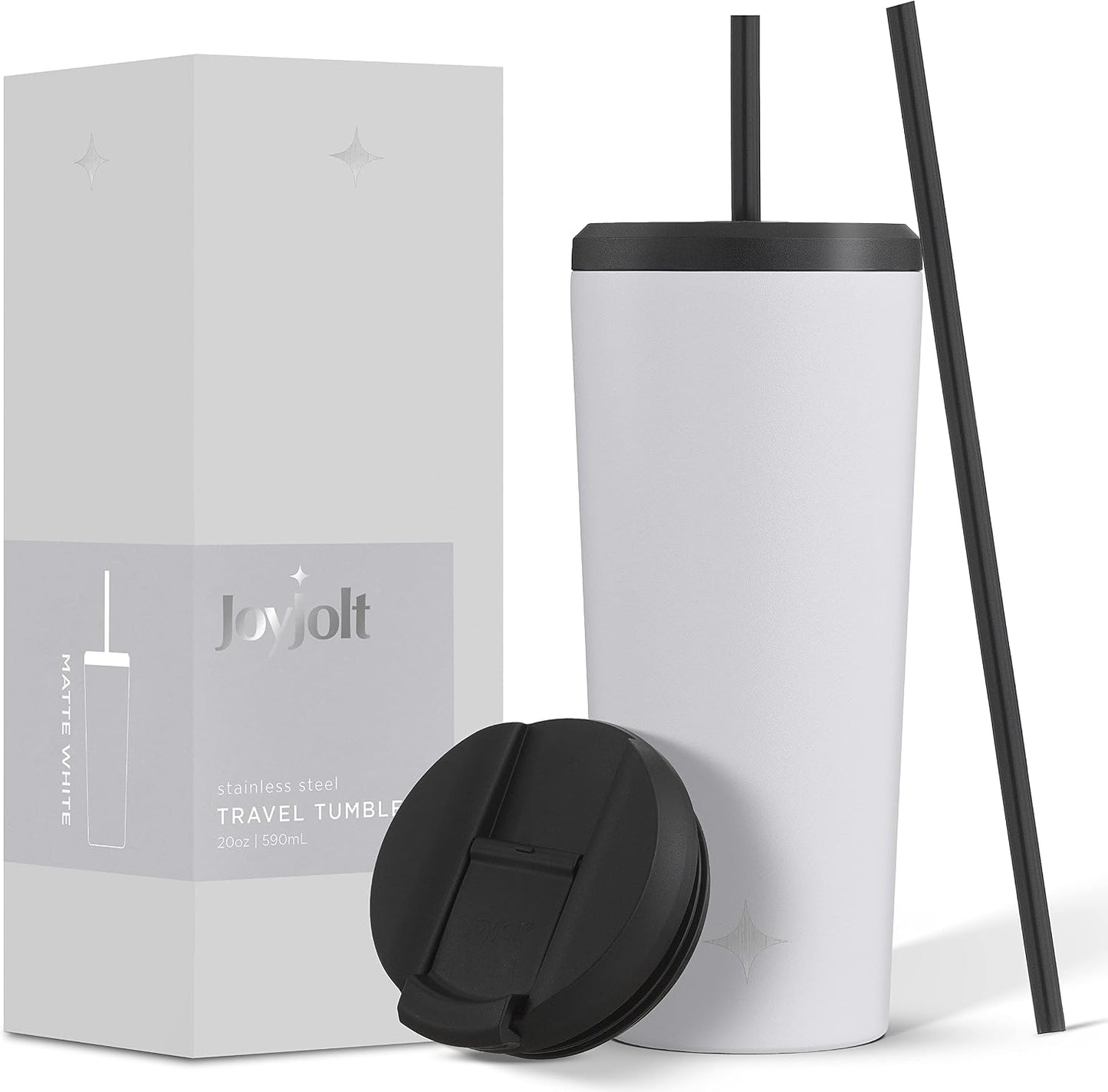 Triple Insulated 20oz Tumbler with Lid and Straw (2 Each) Vacuum Double Wall Stainless Steel Tumbler, Copper Lined for 12Hr Hold/Cold Drinks. Leakproof Water Bottle, Tea or Iced Coffee Cup