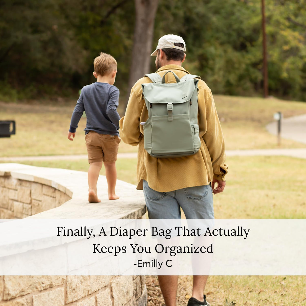 Diaper Bag Backpack – Large Baby Bag for Moms & Dads – Water-Resistant, Unisex Travel Kit for New Parents – Includes Changing Pad and 2 Organizer Pouches (Outdoorsy Sage)
