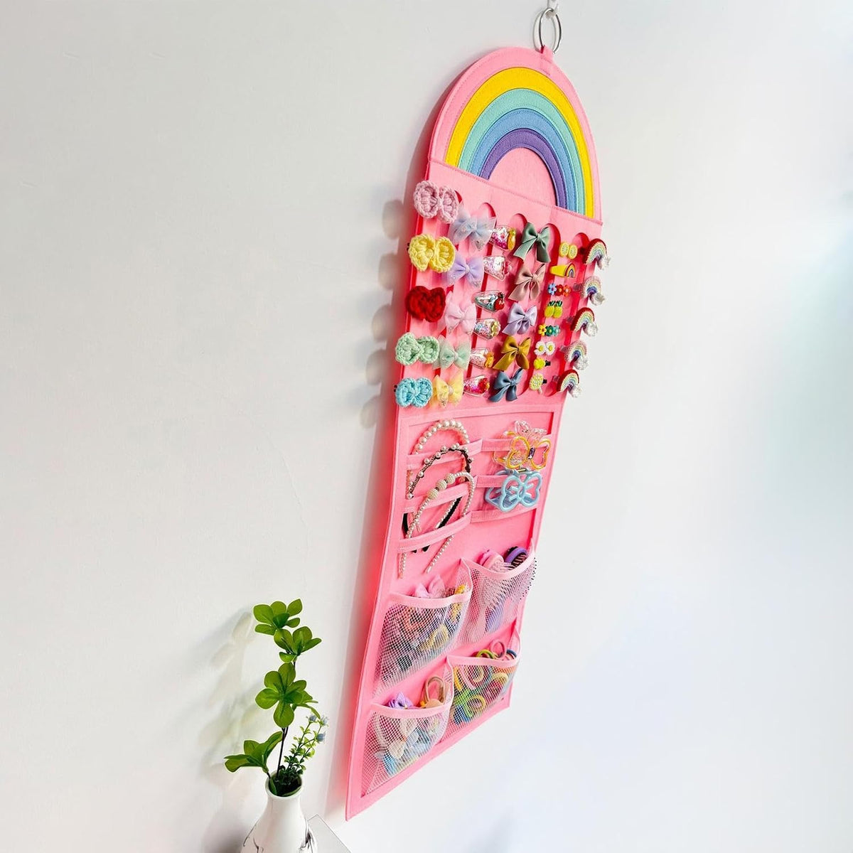 Hair Bow Organizer- Hanging Storage System, Wall Bags with Mesh