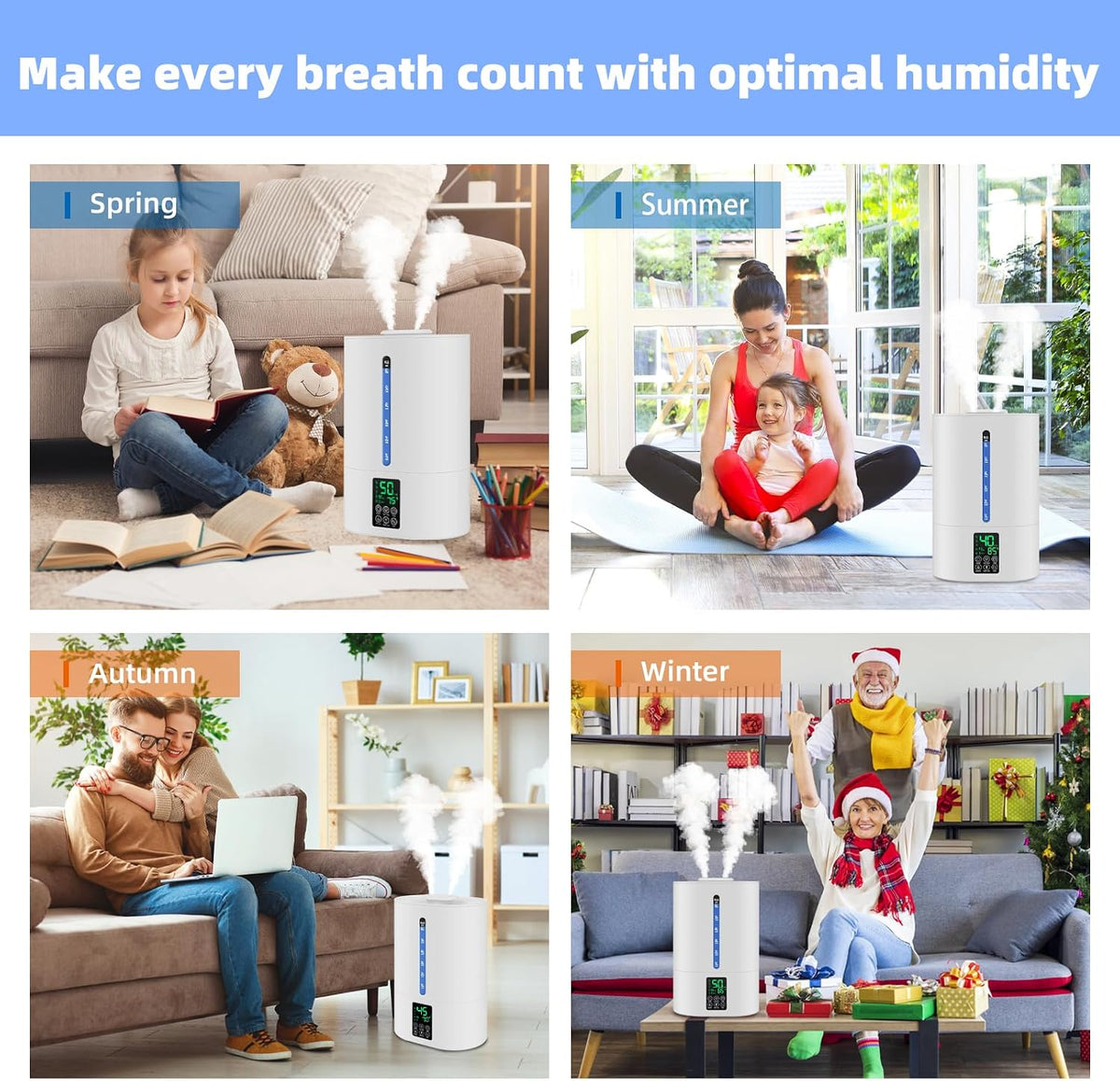 6L Warm & Cool Mist Humidifiers for Bedroom,Large Room,Plants