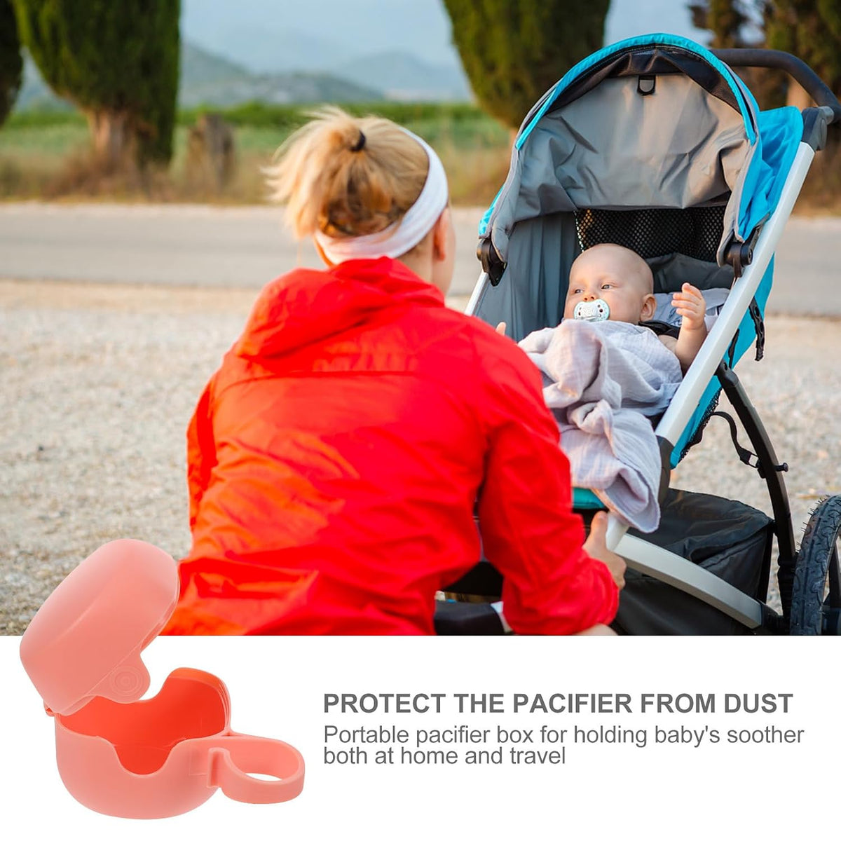 4pcs Portable Storage Box Set with Dustproof Cover, Silicone Holder for Teether Protection, Travel-Friendly Pacifier Case for Newborns