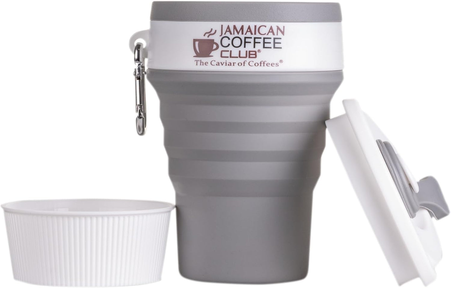 350 ml Collapsible Silicone Coffee Cup with Lid-Straw & Carabiner Clip-Foldable Reusable Travel Mug for Camping-Hiking, Backpacking-Office-Commuting & Everyday Use